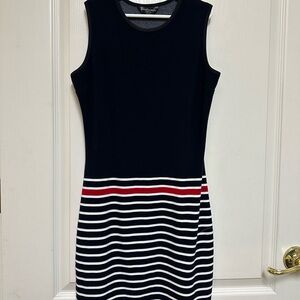 Christian Siriano Navy and Striped Mini Dress